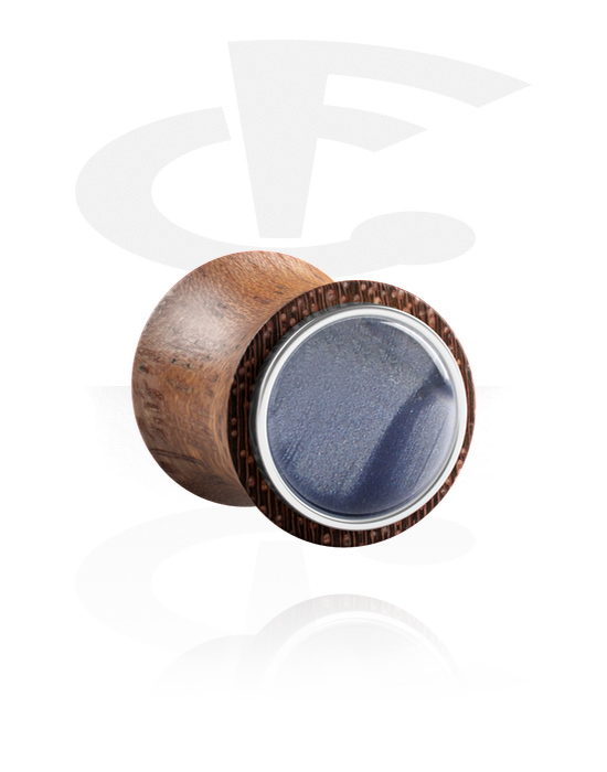 Tunneler & plugger, Double flared plug (wood) med inlay in various colours, Mahogany