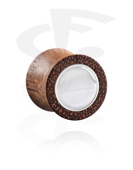 Tunnels & Plugs, Double flared plug (wood) avec inlay in various colours, Acajou