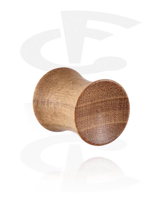 Tunely & plugy, Double flared plug (wood) s concave front, Drevo