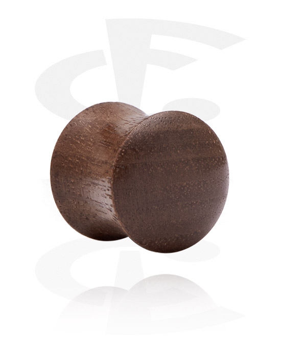 Tunely & plugy, Double flared plug (wood) s convex front, Dřevo