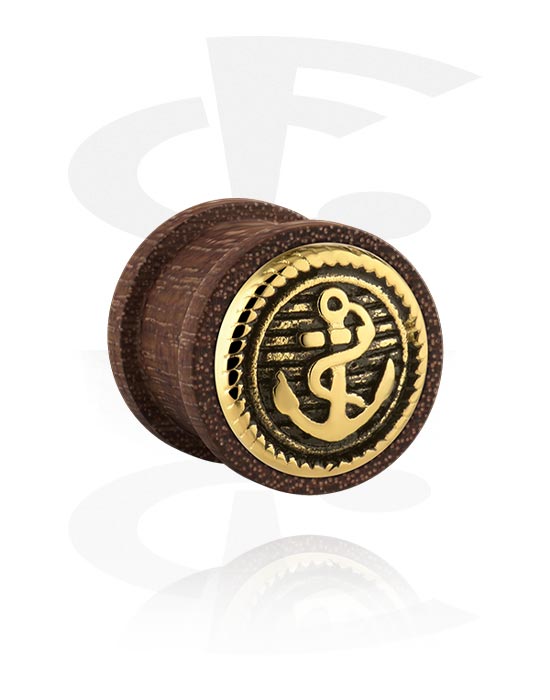 Tunnels & Plugs, Double flared plug (wood) with steel inlay "anchor", Wood