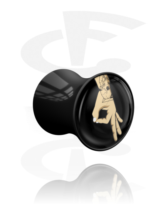 Tunnelit & plugit, Double flared plug (acrylic, black) kanssa Circle Game Design, Akryyli