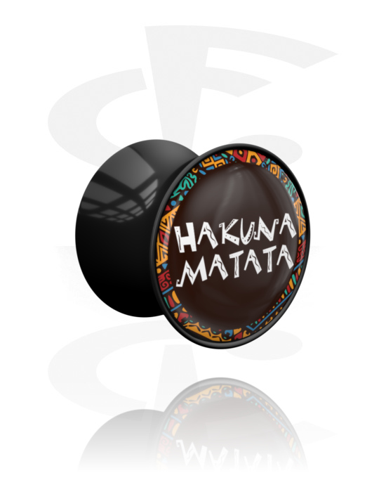 Alagutak és dugók, Double flared plug (acrylic, black) val vel "Hakuna Matata" lettering, Akril