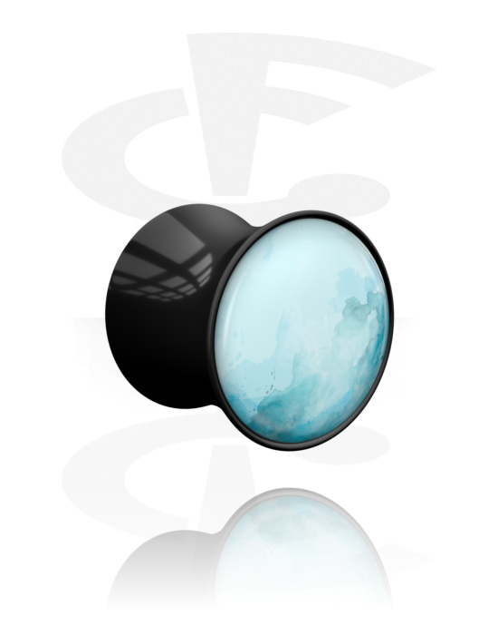 Tunely & plugy, Double flared plug (acrylic, black) s planet "Uranus", Akryl