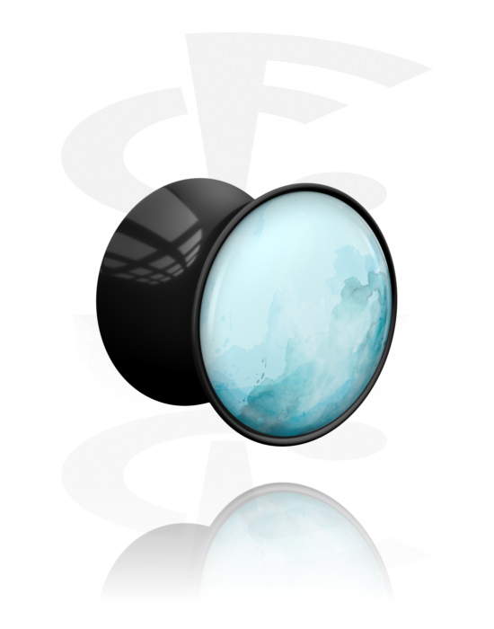 Tunele & plugi, Double flared plug (acrylic, black) z planet "Uranus", Akryl