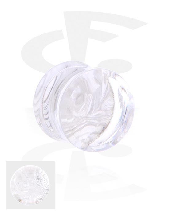 Tunnelit & plugit, Double flared plug (acrylic, clear) kanssa Mother Of Pearl Design, Akryyli
