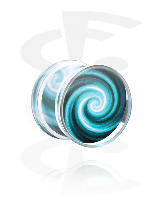 Tunnelit & plugit, Double flared plug (acrylic, clear) kanssa spirale style, Akryyli