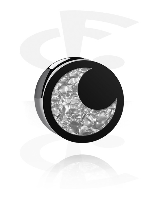 Tunnelit & plugit, Double flared plug (acrylic, black) kanssa Moon Design, Akryyli