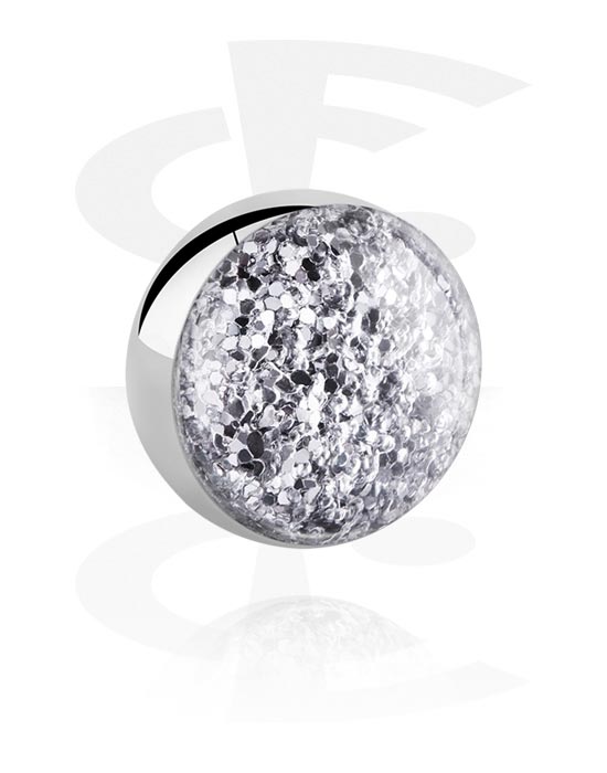 Kuler og staver ++, Ball for 1.6mm Pins med Glitter Design, Surgical Steel 316L