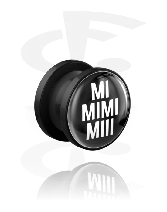 Tunely & plugy, Screw-on tunnel (acrylic,black) s "Mimimimiiii" lettering, Akryl