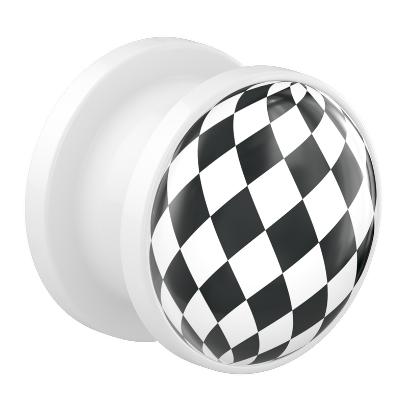 Piercing Industrial Balls Acrylique Pattern Checkerboard 