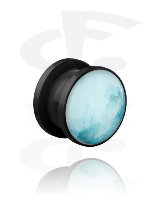 Tunnels & Plugs, Screw-on tunnel (acrylic,black) avec planet "Uranus", Acrylique