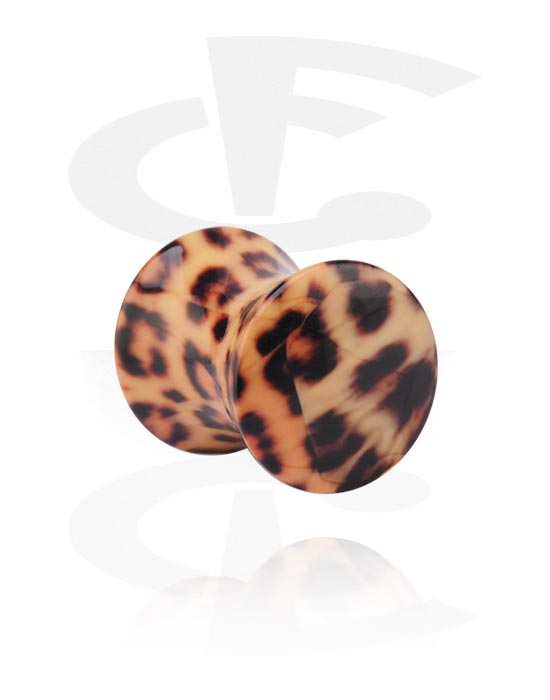 Tunele & plugi, Double flared plug (acrylic) z leopard print, Akryl