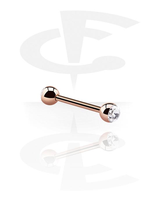 Barbells, Barbell with Jeweled Balls, Rose Gold Plated Surgical Steel 316L