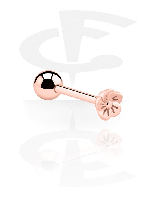 Barbells, Barbell with flower attachment, Rose Gold Plated Surgical Steel 316L