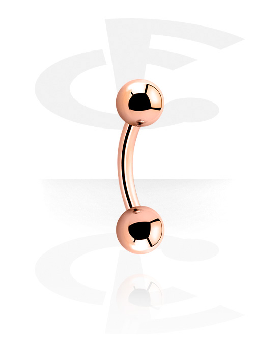 Curved Barbells, Banana (surgical steel, rose gold, shiny finish) with balls, Rose Gold Plated Surgical Steel 316L