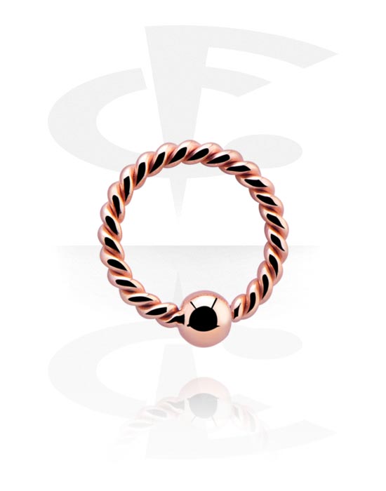 Piercing Rings, Ball closure ring (surgical steel, rose gold, shiny finish) with fixed ball, Rose Gold Plated Surgical Steel 316L