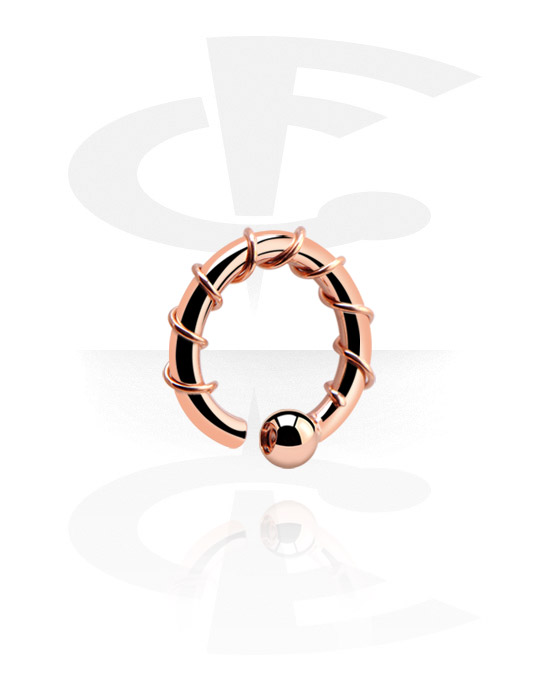 Piercingringer, Ball closure ring (surgical steel, rose gold, shiny finish) med fixed ball, Rosegold Plated Surgical Steel 316L