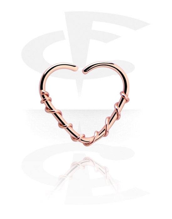 Piercingringer, Heart-shaped continuous ring (surgical steel, rose gold, shiny finish), Rosegold Plated Surgical Steel 316L