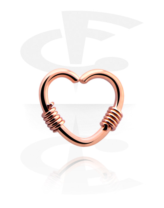 Piercingringer, Heart-shaped Continuous Ring, Rosegold Plated Surgical Steel 316L