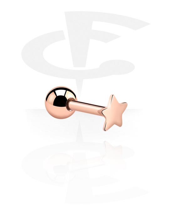 Helix / Tragus, Tragus Piercing with star design, Rose Gold Plated Surgical Steel 316L