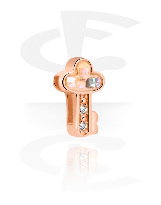 Pendentifs, Perle plate pour bracelets à perles plates, Acier chirurgical 316L plaqué or rose