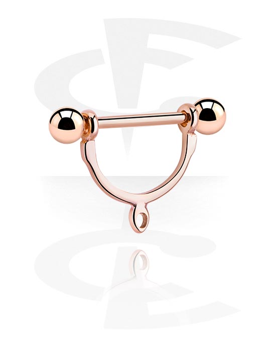 Balls, Pins & More, Nipple Stirrup with Hoop, Rose Gold Plated Surgical Steel 316L