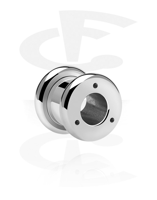 Tunnelit & plugit, Screw-on tunnel (surgical steel, silver) kanssa holes for attachments, Kirurginteräs 316L