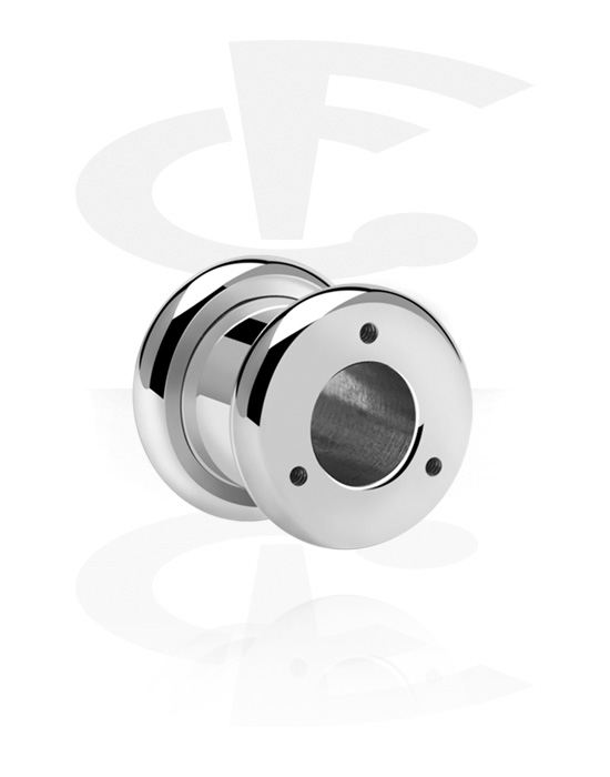 Tunnel & Plug, Tunnel screw-on (Acciaio chirurgico, argento) con holes for attachments, Acciaio chirurgico 316L
