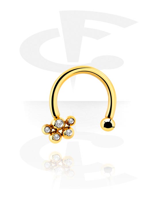 Circular Barbells, Circular Barbell with crystal stones, Gold Plated Surgical Steel 316L