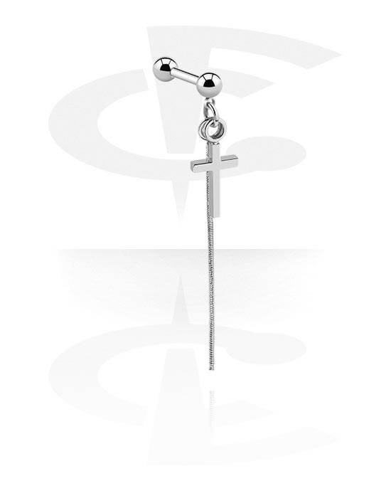Helix / Tragus, Helix Piercing with cross design, Surgical Steel 316L