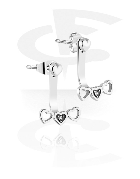 Earrings, Studs & Shields, Ear Studs with heart design, Surgical Steel 316L