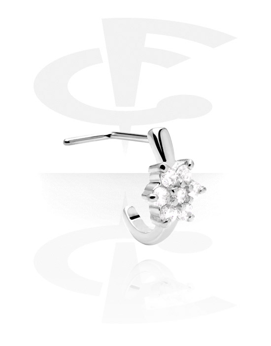 Piercings nez & Septums, Piercing de nez à tige incurvée avec pierre en cristal, Acier chirurgical 316L