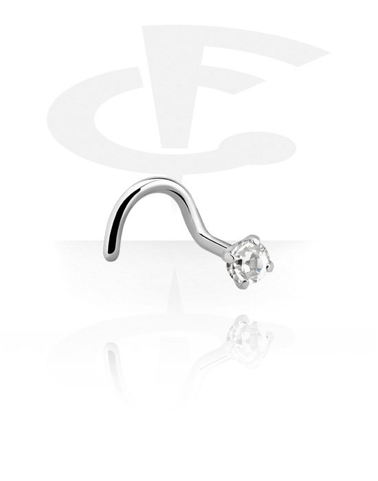 Nose Jewelry & Septums, Nose Screw with Claw-Set Crystal, Surgical Steel 316L