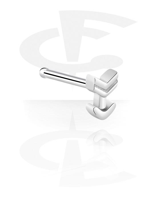 Nose Jewelry & Septums, Straight nose stud (surgical steel, silver, shiny finish) with arrow design, Surgical Steel 316L