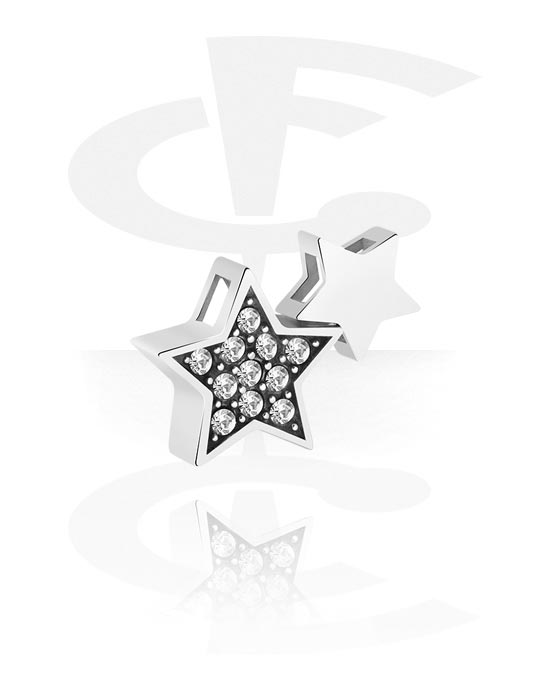 Pendants, Pendant with star design and crystal stones, Surgical Steel 316L