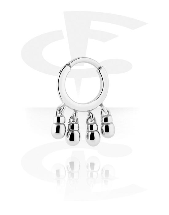 Piercing Rings, Piercing clicker (surgical steel, silver, shiny finish) with charm, Surgical Steel 316L