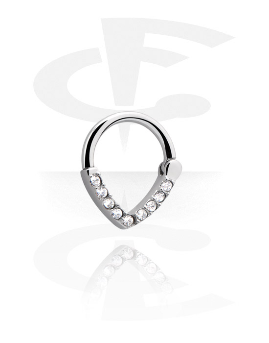 Piercing Rings, Multi-Purpose Clicker with crystal stones, Surgical Steel 316L