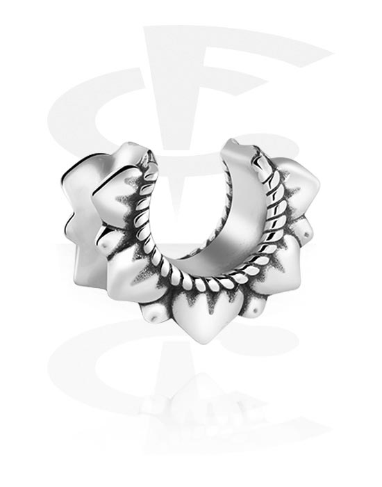 Tunely & plugy, Half tunnel (surgical steel, silver, shiny finish) s flower design, Chirurgická ocel 316L