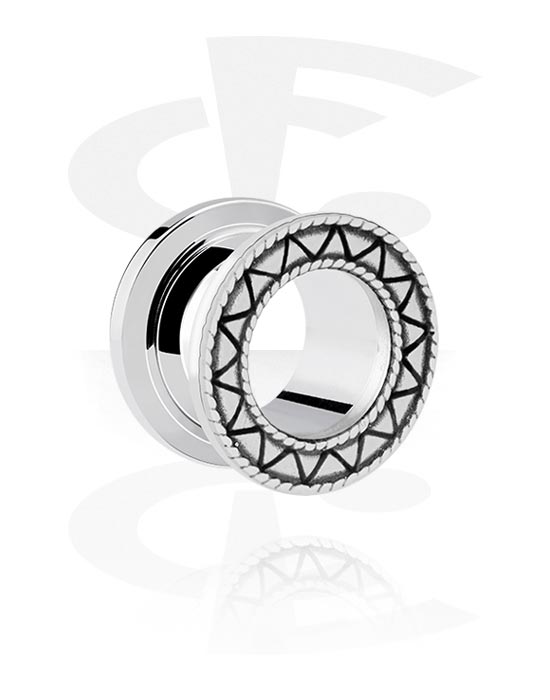 Tunnels & Plugs, Screw-on tunnel (steel, silver, shiny finish), Chirurgisch staal 316L