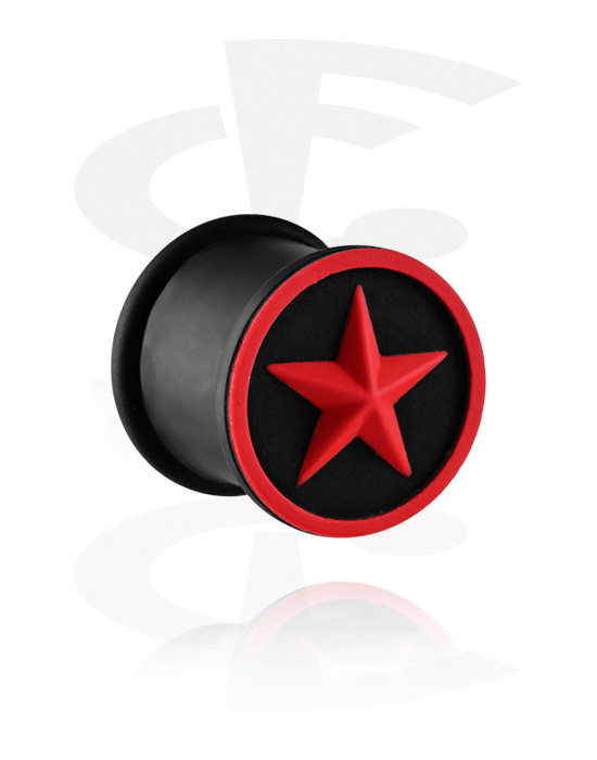 Tunnels & Plugs, Ribbed plug (silicone, various colours) met star design, Silicone