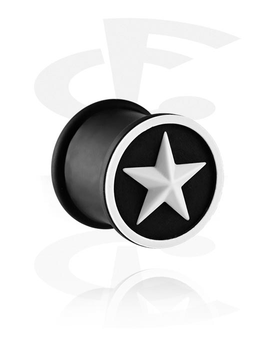 Tunneler & plugger, Ribbed plug (silicone, various colours) med star design, Silicone