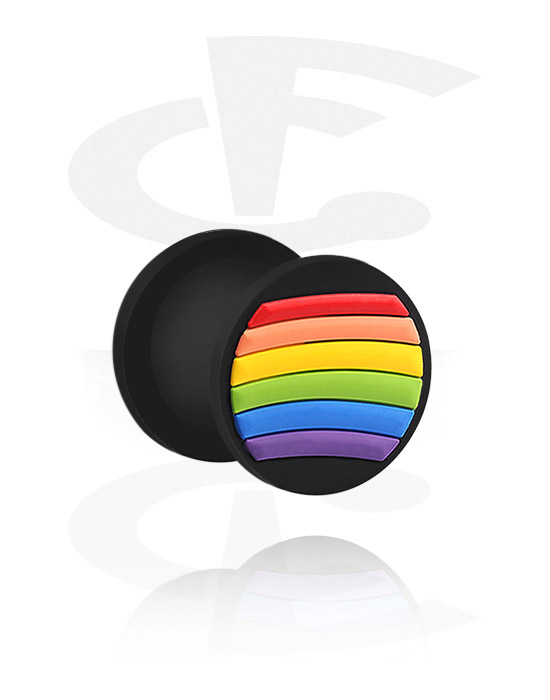 Tunele & plugi, Ribbed plug (silicone, black) z Rainbow Design, Silikon