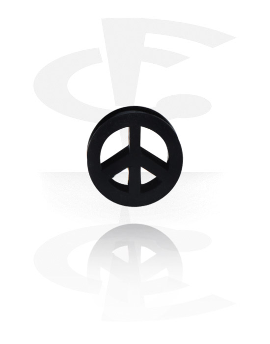 Tunnels & Plugs, Double flared tunnel (silicone, various colours) avec peace symbol, Silicone