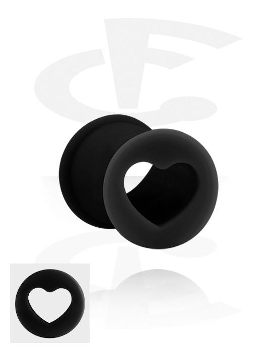 Tunnels & Plugs, Ribbed plug (silicone, various colours) avec Motif coeur, Silicone