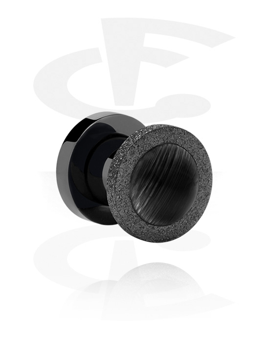 Tunneler & plugger, Tunnel (surgical steel, black) med stone in various colours, Surgical Steel 316L