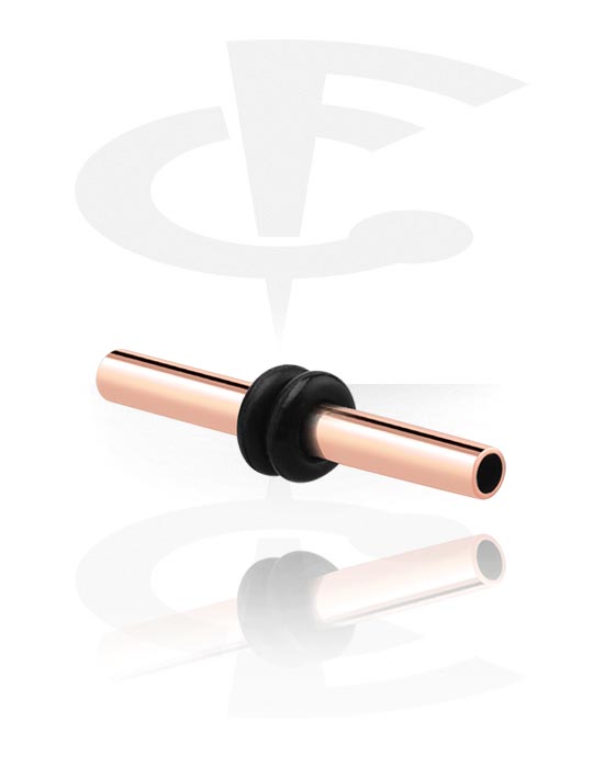 Tunneler & plugger, Tunnel (surgical steel, rose gold, shiny finish) med O-Rings, Rosegold Plated Surgical Steel 316L