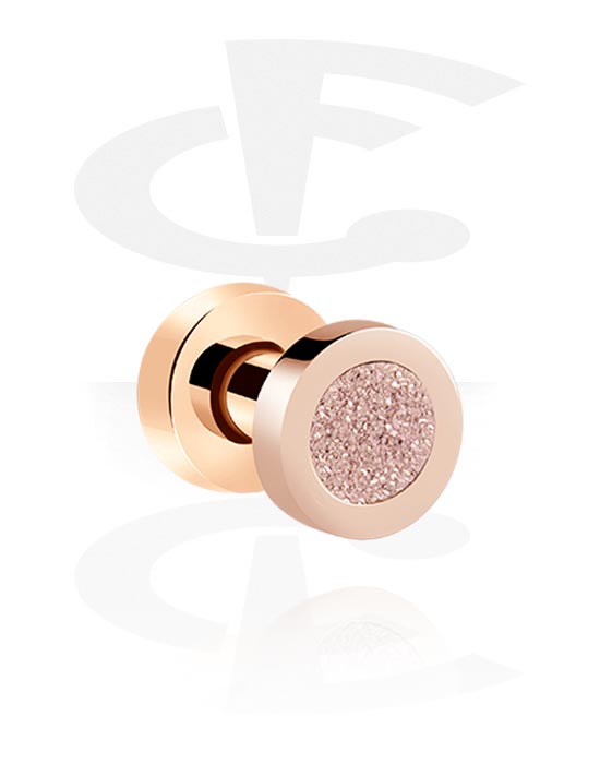 Tunneler & plugger, Screw-on tunnel (surgical steel, rose gold) med diamond look, Rosegold Plated Surgical Steel 316L
