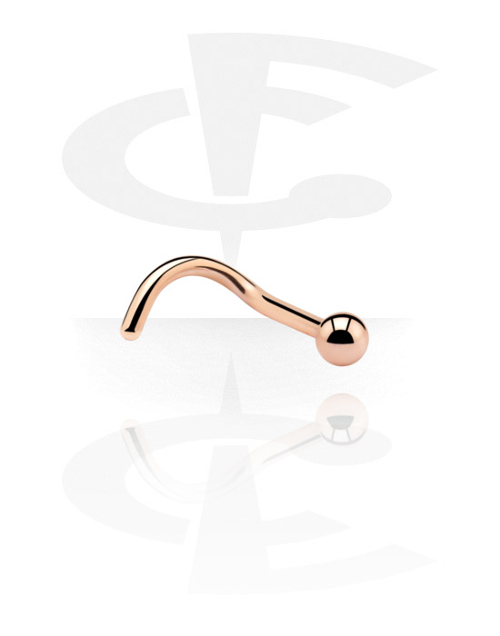 Nose Jewelry & Septums, Curved nose stud (surgical steel, rose gold, shiny finish), Rose Gold Plated Surgical Steel 316L