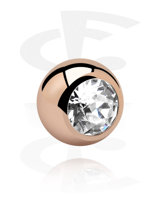 Kuler og staver ++, Ball med crystal stone, Rosegold Plated Surgical Steel 316L